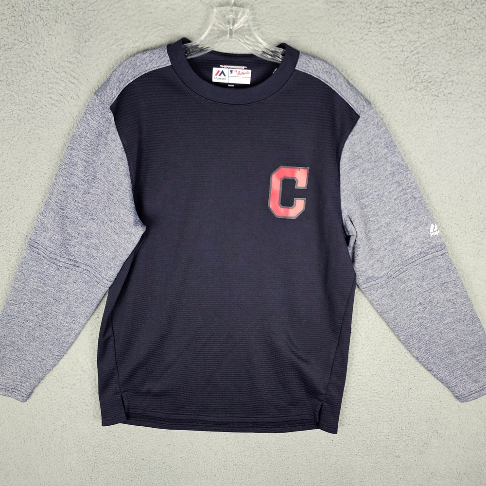 Majestic Pullover Mens Medium Cleveland Indians Therma Base MLB Training Top - Picture 1 of 9
